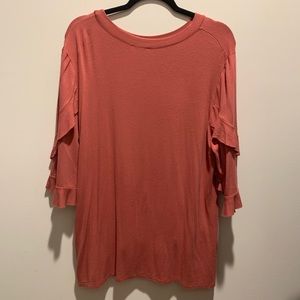 Pinky peach blouse with ruffled sleeves
